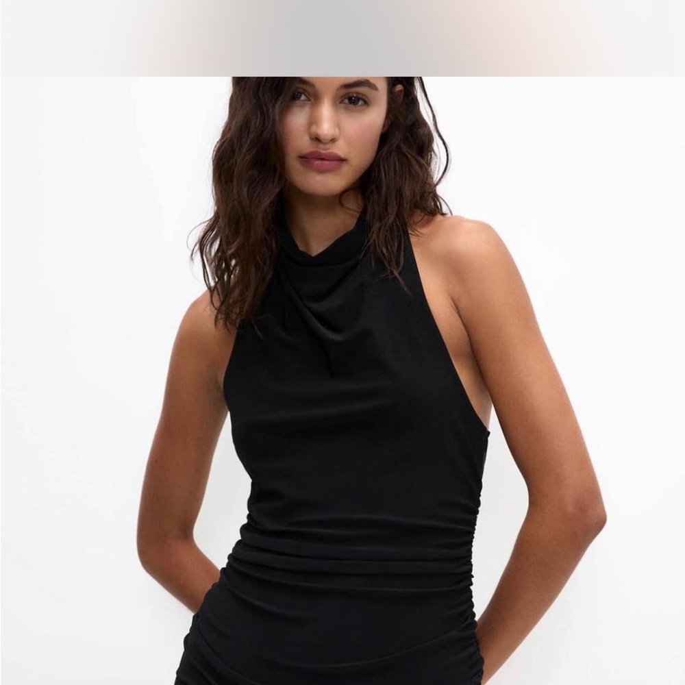 Pull&Bear Black Sleeveless High-Neck Mini Dress